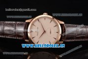 Jaeger-LECoultre Master Ultra Thin Small Second Miyota 9015 Automatic Rose Gold Case with Beige Dial and Stick Markers Brown Leather Strap (ZF)