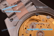 Rolex Datejust Swiss ETA 2836 Automatic Two Tone Case/Strap with Diamond Bezel and Brown Dial
