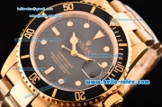 Rolex Submariner Asia 2813 Automatic Yellow Gold Case/Strap with Black Dial and White LumiNova Markers - ETA Coating