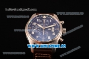 IWC Pilot’s Watch Chronograph Edition "Le Petit Prince" Swiss Valjoux 7750 Automatic Steel Case with Blue Dial and Brown Leather Strap - White Markers