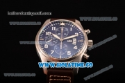 IWC Pilot’s Watch Chronograph Edition "Le Petit Prince" Swiss Valjoux 7750 Automatic Steel Case with Blue Dial and Brown Leather Strap - White Markers