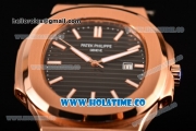 Patek Philippe Nautilus Asia Automatic Rose Gold Case with Black Dial and White Sitck Markers