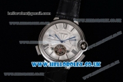 Cartier Ballon Bleu De Tourbillon Asia ST25 Automatic Steel Case with Silver Dial and Black Leather Strap