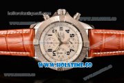 Breitling Avenger Seawolf Miyota Quartz Steel Case with White Dial Brown Leather Strap and Arabic Numeral Markers