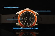 Omega Seamaster Planet Ocean Automatic Movement Steel Case with Black Dial and Orange Bezel-Black Rubber Strap