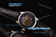 IWC Portuguese Asia 3836 Automatic Steel Case and Black Leather Strap Skeleton Dial