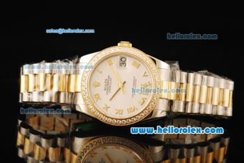 Rolex Datejust Automatic Movement ETA Coating Case with Gold Roman Numerals and Two Tone Strap