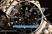 Omega Seamaster 300M Chrono Swiss Valjoux 7750 Automatic Full Steel with Black Dial and Green Dot Markers