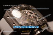 Richard Mille RM 11-09 Chrono Swiss Valjoux 7750 Automatic Carbon Fiber Case with Skeleton Dial Arabic Numeral and White Rubber Strap - 1:1 Original(KV)