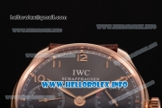 IWC Portuguese Power Reserve Clone IWC 52010 Automatic Rose Gold Case with Grey Dial and Brown Leather Strap - Arabic Numeral Markers (ZF)