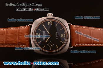 Panerai Radiomir Asia 6497 Manual Winding Steel Case with Black Dial and Brown Leather Strap