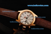 IWC Schaffhausen Pilot's Watch TOP GUN Quartz Movement Gold Case with White Dial