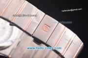 Omega Constellation Co-Axial Swiss ETA 2824 Automatic Steel Case with Rose Gold/Diamond Bezel and White Stripy Dial-Diamond Markers