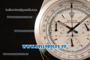 Rolex Explorer Chronograph Miyota OS20 Quartz Steel Case with White Dial and Green Leather Strap