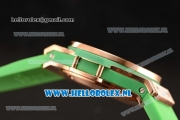 Hublot Big Bang Tutti Japanese Miyota Quartz Rose Gold Case with Green Dial Stick Markers and Green Rubber Strap