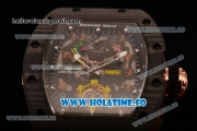 Richard Mille Jean Todt Limited Edition RM 036 Asia Seagull SH Automatic Carbon Fiber Case with Skelton Dial Arabic Numeral Markers and Blue Rubber Strap