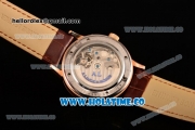 A.Lange&Sohne Saxonia Tourbillon Asia Automatic Rose Gold Case with White Dial Brown Leather Strap and Diamonds Bezel