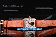 Minorva Swiss Tourbillon Manual Winding Steel Case with White Dial Orange Leather Strap and Colorful Arabic Numeral Markers