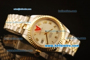 Rolex Datejust II Swiss ETA 2836 Automatic Full Steel with Yellow Gold Bezel and Silver Dial-Roman Markers