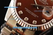 Rolex Datejust Oyster Perpetual Automatic Movement Full Steel with Brown Dial and Diamond Markers