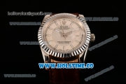 Rolex Datejust Automatic with White Dial and Stick Markers - Brown Leather Strap