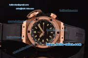 Hublot King Power Oceanographic 4000 Swiss Valjoux 7750 Automatic Rose Gold Case with Black Dial and Green Stick Markers 1:1 Original