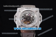 Hublot Masterpiece MP 08 Antikythera Sunmoon Asia 2813 Automatic Steel Case Skeleton Dial Grey Leather Strap and White Markers