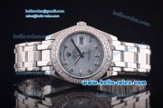 Rolex Day-Date Oyster Perpetual Chronometer Automatic with Light Blue Dial and Diamond Bezel-Diamond Marking-Small Calendar