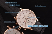 IWC Portuguese Chronograph Miyota OS10 Quartz Rose Gold Case with Black Rubber Strap White Dial and Numeral Markers