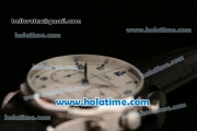 IWC Portuguese Chrono Miyota OS20 Quartz Steel Case with White Dial Blue Numeral Markers and Black Leather Bracelet