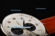 IWC Portuguese Chronograph Quartz Movement White Dial with Steel Arabic Numerals and Brown Leather Strap
