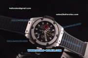 Hublot King Power Swiss Valjoux 7750 Automatic Steel Case with Black Dial and Black Rubber Strap