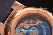 Ulysse Nardin Maxi Marine Chronograph Swiss Valjoux 7750 Automatic Rose Gold Case with Blue Dial and Blue Rubber Strap