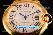 Cartier Ballon Bleu De Medium Asia 4813 Automatic Yellow Gold Case with Silver Dial and Roman Numeral Markers (GF)