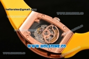 Richard Mille RM007 Miyoa 6T51 Automatic Rose Gold Case with Diamonds Dial and Yellow Rubber Strap