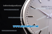 Patek Philippe Calatrava Miyota Quartz Steel Case with White Dial and Brown Leather Strap Stick Markers