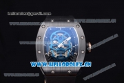 Richard Mille RM052 Miyota 9015 Automatic PVD Case with Skull Dial Dot Markers and Black Rubber Strap