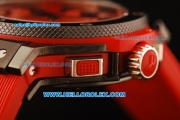 Hublot Big Bang Chronograph Swiss Valjoux 7750 Automatic Movement PVD Case with Red Dial and Red Rubber Strap