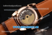 Parmigiani Tonda Tourbillon Asia ST25 Automatic Rose Gold Case with White Dial and Brown Leather Strap Stick Markers