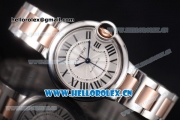 Cartier Ballon Bleu Medium Seiko NH06 Quartz Steel Case with Silver Dial and Roman Numeral Markers Two Tone Bracelet (YF)