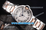 Cartier Ballon Bleu Medium Seiko NH06 Quartz Steel Case with Silver Dial and Roman Numeral Markers Two Tone Bracelet (YF)