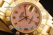 Rolex Datejust Automatic Movement Full Gold with Pink Dial and Roman Numerals-ETA Coating Case