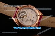 Cartier Cle de Cartier Swiss Tourbillon Manual Winding Rose Gold Case with White Dial and Pink Leather Strap