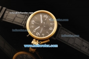 U-Boat Italo Fontana Chronograph Swiss Valjoux 7750 Automatic Movement PVD Case with Gold Bezel and Black Leather Strap