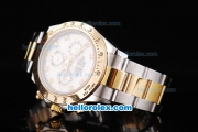 Rolex Daytona Oyster Perpetual Swiss Valjoux 7750 Automatic Movement Two Tone with White Dial and Diamond Markers