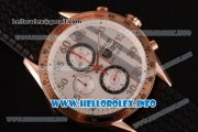 Tag Heuer Carrera Calibre 1887 Automatic Chronograph Miyota Quartz Rose Gold Case with White Dial Arabic Number Markers and Black Rubber Strap