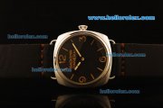 Panerai Radiomir Vintage 3646 Swiss ETA 6497 Manual Winding Steel Case with Black Dial and Black Leather Strap