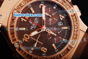 Hublot Big Bang Limited Edition Swiss Valjoux 7750 Automatic Movement Rose Gold Case with Diamond Bezel and Brown Dial