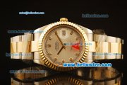 Rolex Datejust II Swiss ETA 2836 Automatic Full Steel with Yellow Gold Bezel and Silver Dial-Diamond Markers/Two Tone Strap