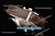 IWC Pilot's Watch Spitfire Chrono Miyota Quartz Steel Case with Brown Leather Strap White Dial and Arabic Numeral Markers